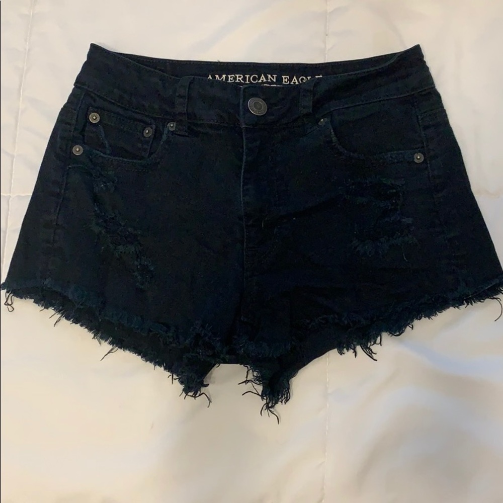black denim shorts